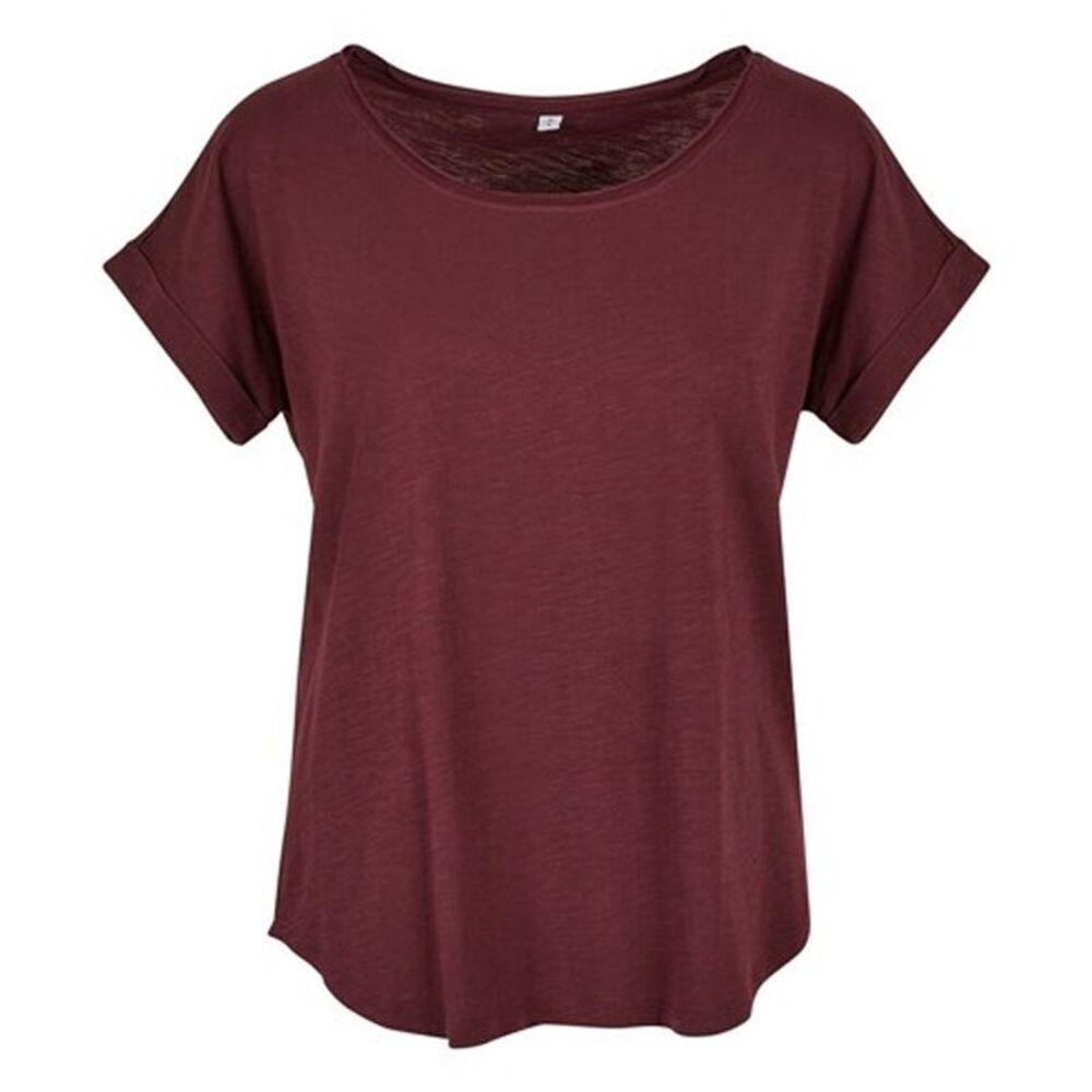 Build Your Brand Womens/Ladies Long Slub T-Shirt / Cherry